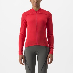 Castelli ANIMA 4 LONG SLEEVE Women Jersey Red | NUOB68032