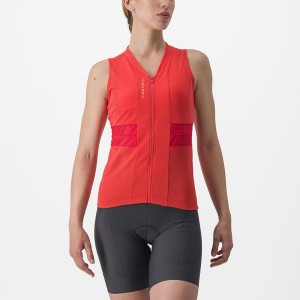 Castelli ANIMA 4 SLEEVELESS Women Jersey Orange | QYIL73451