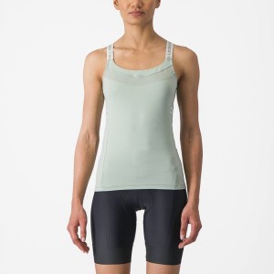 Castelli BAVETTE TOP Women Jersey Green / White | MUNR48560