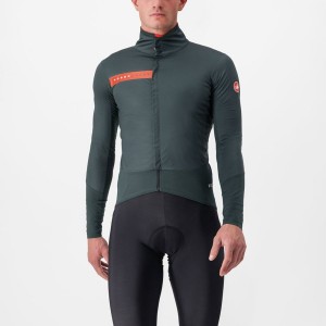 Castelli BETA RoS Men Jackets Green / Red Orange | HXEF21594