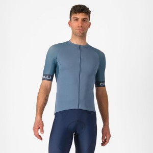 Castelli ENTRATA VI Men Jersey Light Grey Blue / Dark Grey | TJRF78354