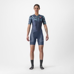 Castelli FREE SANREMO 2 W SHORT SLEEVE Women Suits Blue / Light Turquoise | TEIX85401