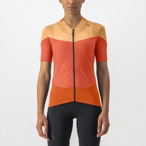 Castelli GRADIENT COLOR BLOCK Women Jersey Deep Red Orange / Orange | LNXV97432