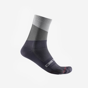 Castelli ORIZZONTE 15 Men Socks Silver Grey / Dark Grey | DIBZ40623