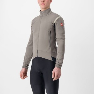 Castelli PERFETTO RoS 2 CONVERTIBLE Men Jackets Grey / Khaki Grey | DAMT87364