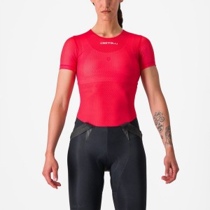 Castelli PRO MESH W SHORT SLEEVE Women Base Layer Red | RGJZ14392