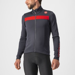 Castelli PURO 3 FZ Men Jersey Dark Grey / Red | LMVG87536