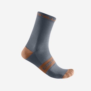 Castelli SUPERLEGGERA T 12 Men Socks Light Grey Blue / Brown | CYGW34768