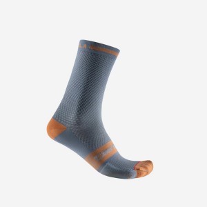 Castelli SUPERLEGGERA T 18 Men Socks Light Grey Blue / Brown | ZREH93784