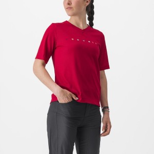 Castelli TRAIL TECH 2 W TEE Women Jersey Dark Red | JGFH03865