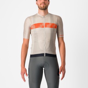 Castelli UNLIMITED ENDURANCE Men Jersey Silver / Orange Red | SDMI23816