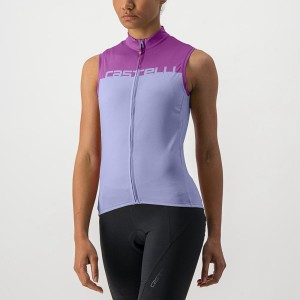 Castelli VELOCISSIMA SLEEVELESS Women Jersey Purple White | YHDG80423