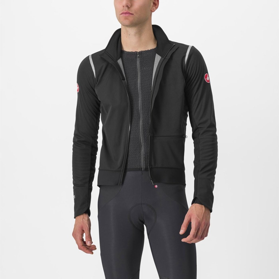 Castelli ALPHA DOPPIO ROS Men Jackets Black / Silver / Dark | EQIG38567