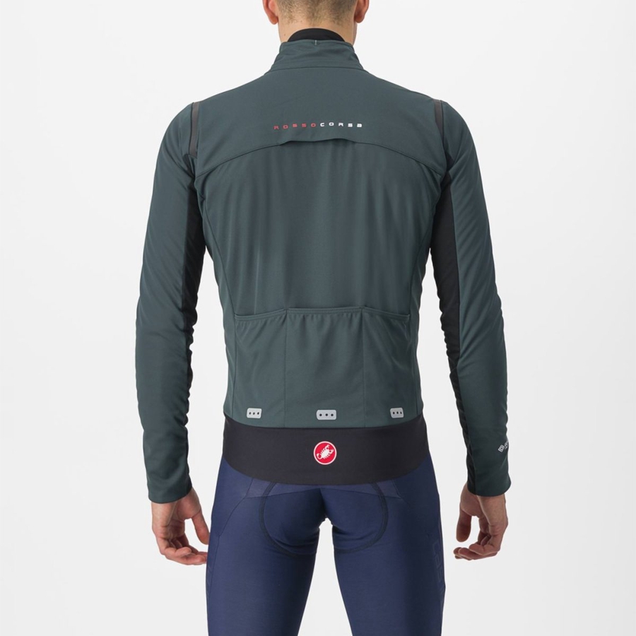 Castelli ALPHA DOPPIO ROS Men Jackets Green / Black | BVXA90743