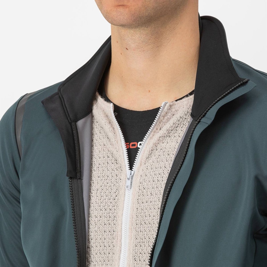 Castelli ALPHA DOPPIO ROS Men Jackets Green / Black | BVXA90743