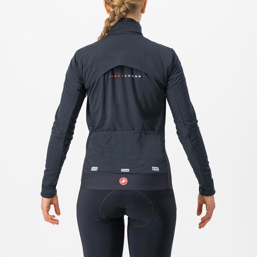 Castelli ALPHA DOPPIO ROS W Women Jackets Black / Silver / Dark | QTKE64912