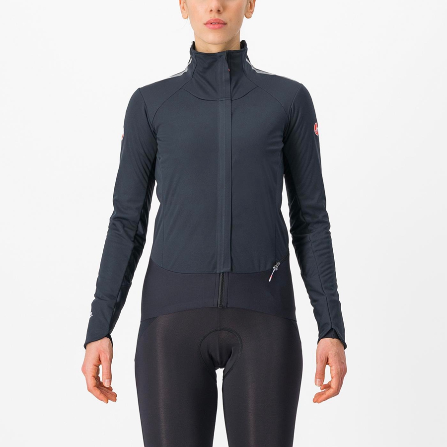 Castelli ALPHA DOPPIO ROS W Women Jackets Black / Silver / Dark | QTKE64912