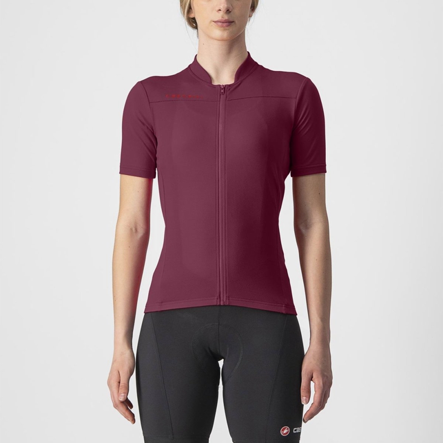 Castelli ANIMA 3 Women Jersey Burgundy / Red | IGYO78563