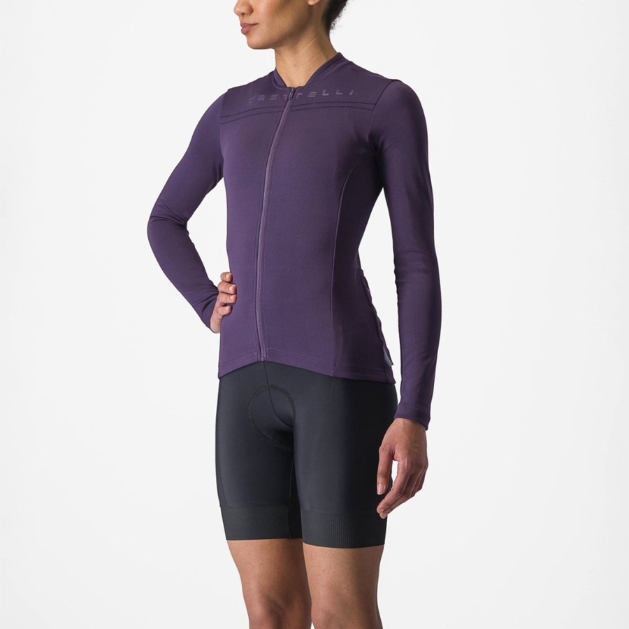 Castelli ANIMA 4 LONG SLEEVE Women Jersey Purple | VIXN25096