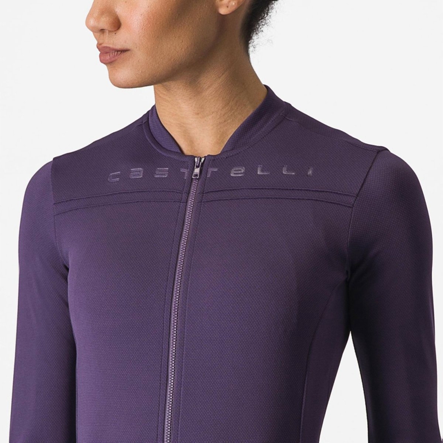 Castelli ANIMA 4 LONG SLEEVE Women Jersey Purple | VIXN25096