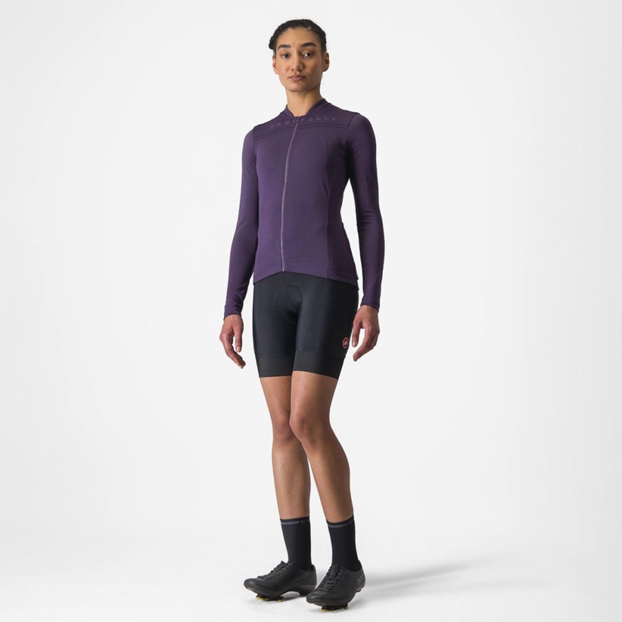 Castelli ANIMA 4 LONG SLEEVE Women Jersey Purple | VIXN25096