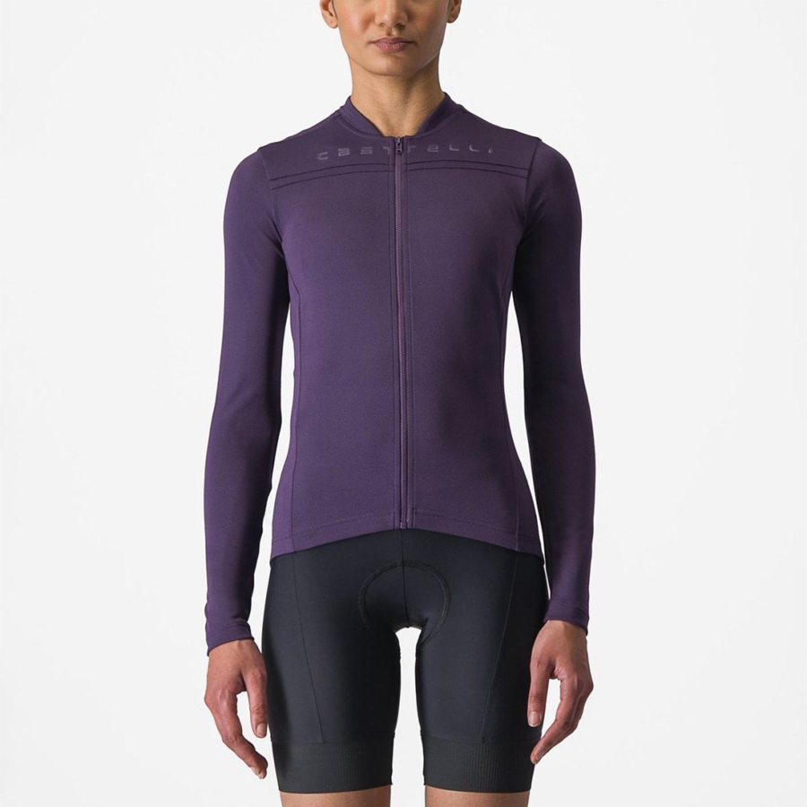 Castelli ANIMA 4 LONG SLEEVE Women Jersey Purple | VIXN25096