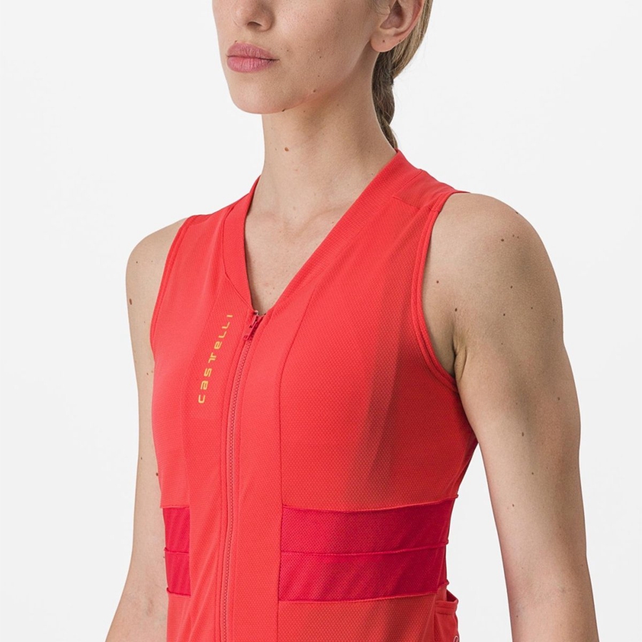 Castelli ANIMA 4 SLEEVELESS Women Jersey Orange | QYIL73451