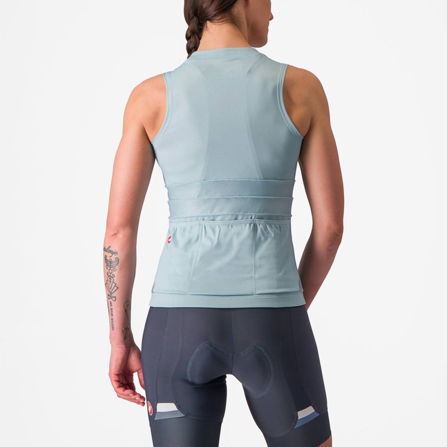 Castelli ANIMA 4 SLEEVELESS Women Jersey Blue / Dark Grey Blue | TLCZ10579