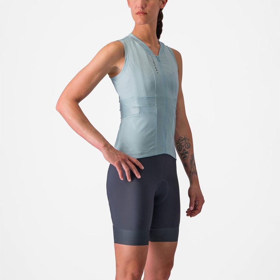 Castelli ANIMA 4 SLEEVELESS Women Jersey Blue / Dark Grey Blue | TLCZ10579