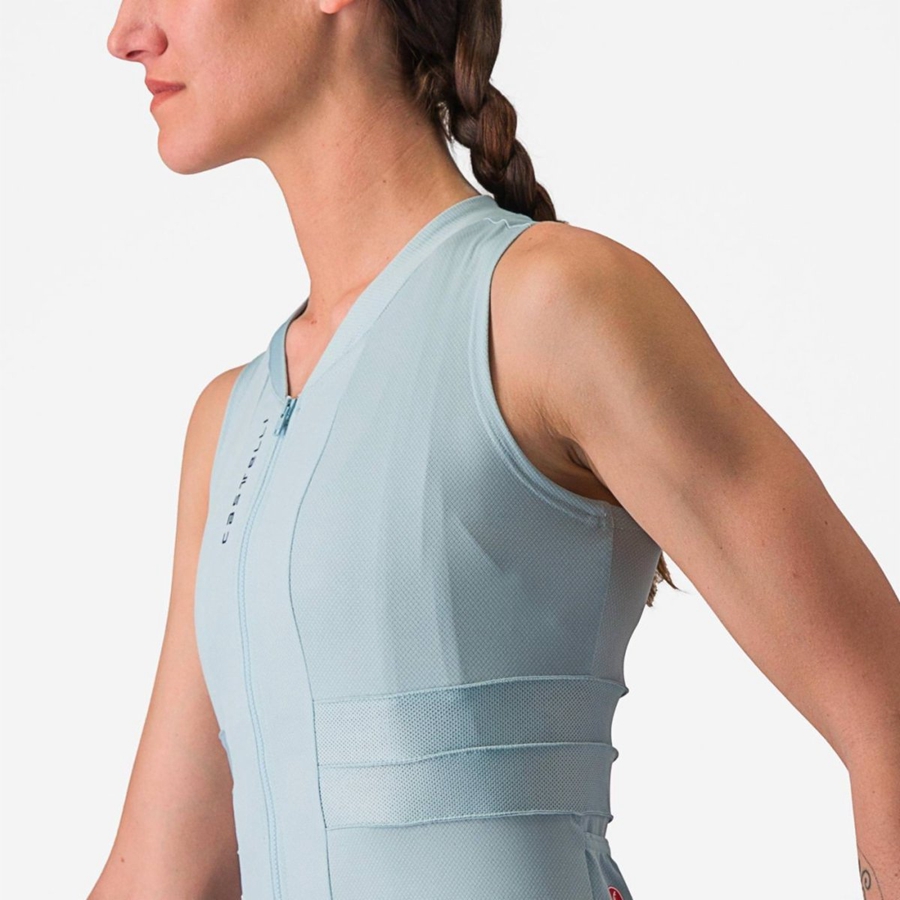 Castelli ANIMA 4 SLEEVELESS Women Jersey Blue / Dark Grey Blue | TLCZ10579