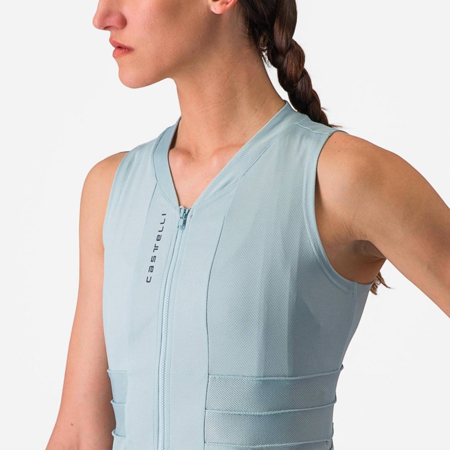 Castelli ANIMA 4 SLEEVELESS Women Jersey Blue / Dark Grey Blue | TLCZ10579