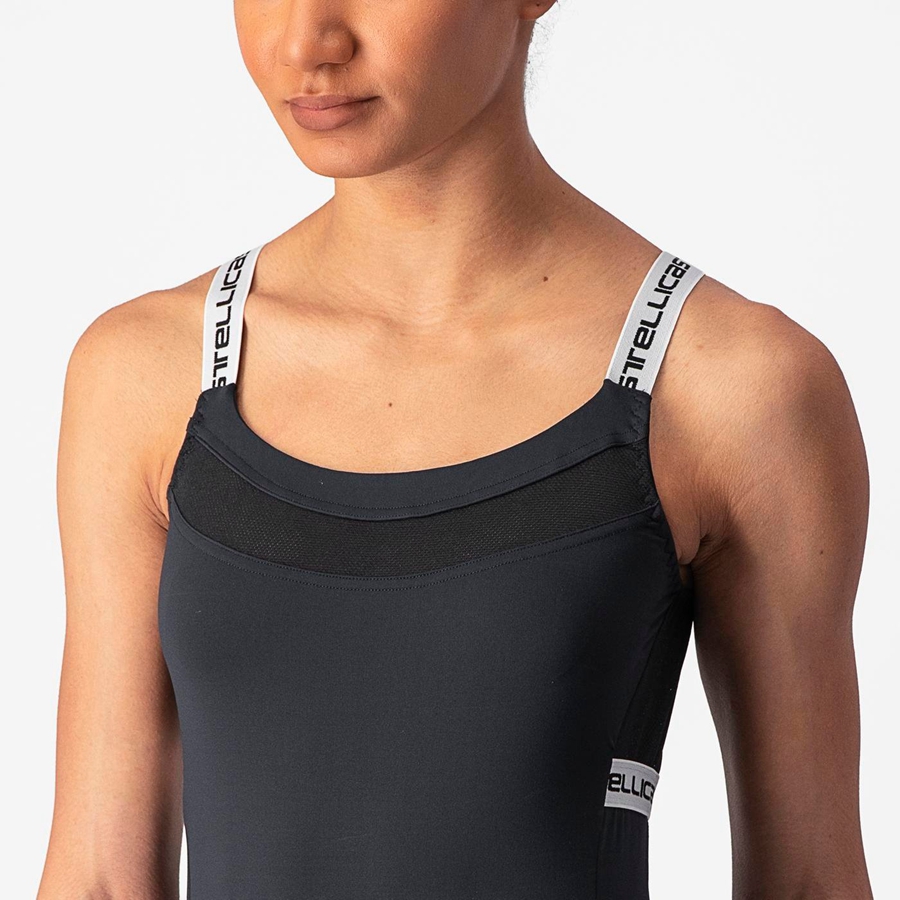 Castelli BAVETTE TOP Women Jersey Black / White | WTAX83541