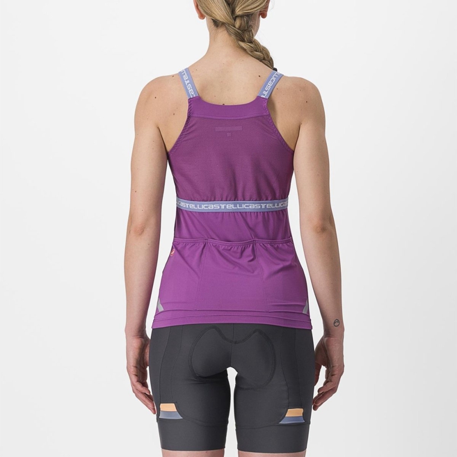 Castelli BAVETTE TOP Women Jersey Purple White | GTSJ06738