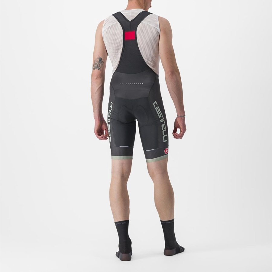 Castelli COMPETIZIONE KIT Men Bib Shorts Black / Green | XCUO79536