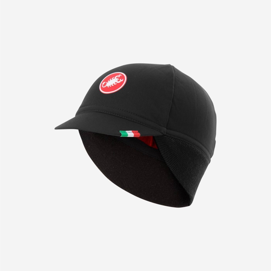 Castelli DIFESA THERMAL Men Cap Black Red | VEGX93624