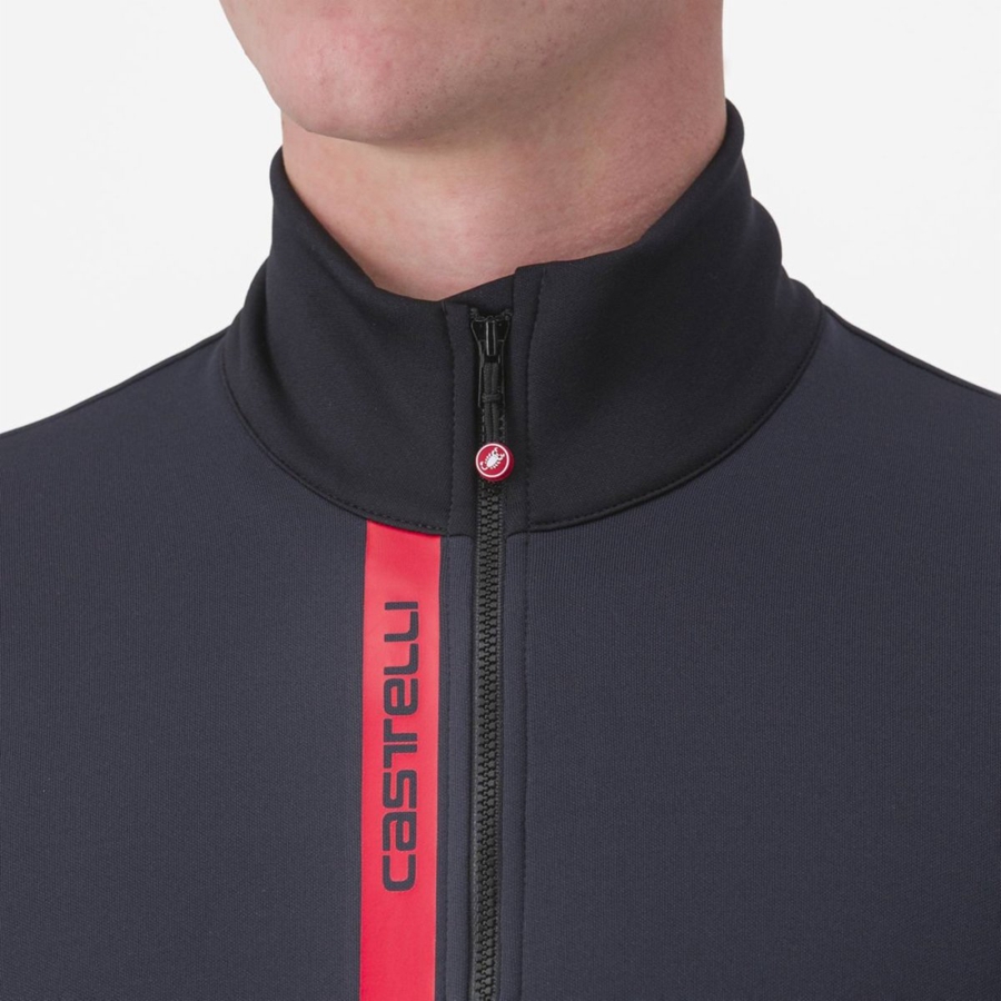 Castelli ENTRATA THERMAL Men Jersey Black / Red | UKJC10578