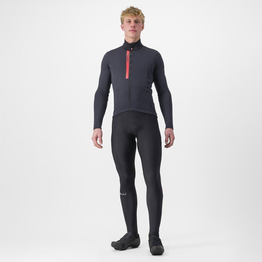 Castelli ENTRATA THERMAL Men Jersey Black / Red | UKJC10578