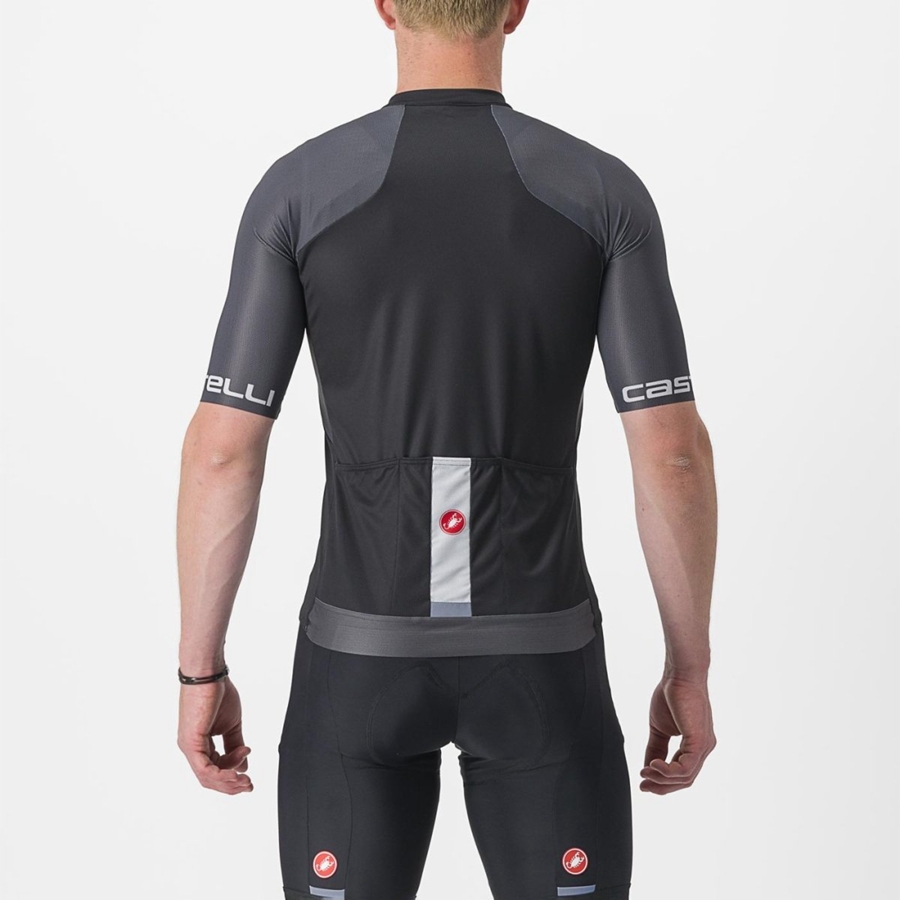 Castelli ENTRATA VI Men Jersey Black / Dark Grey / Silver | HDCF49216