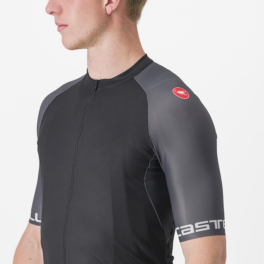 Castelli ENTRATA VI Men Jersey Black / Dark Grey / Silver | HDCF49216