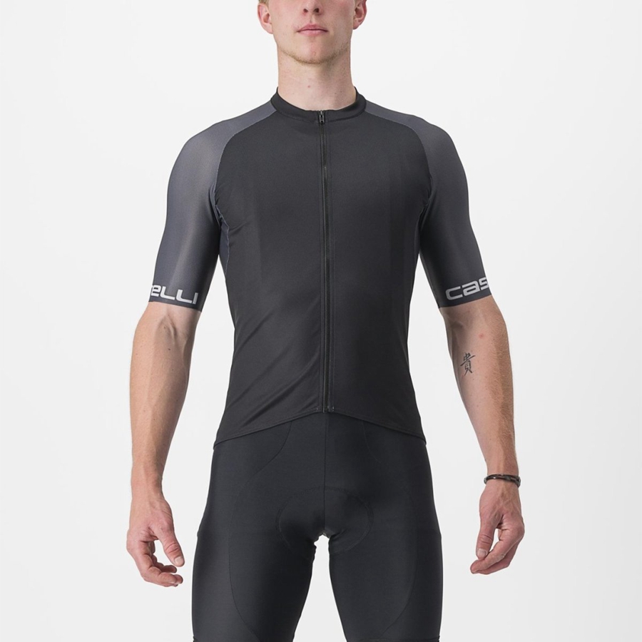 Castelli ENTRATA VI Men Jersey Black / Dark Grey / Silver | HDCF49216