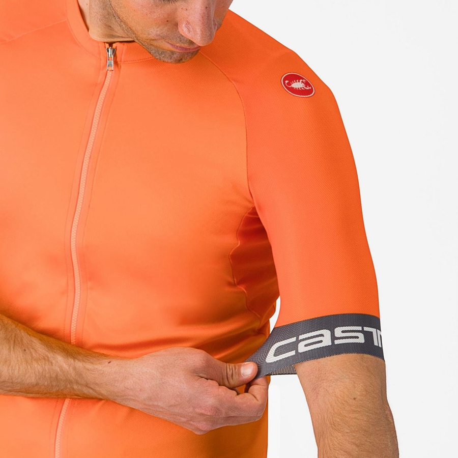 Castelli ENTRATA VI Men Jersey Orange / Dark Grey | CZNM91485