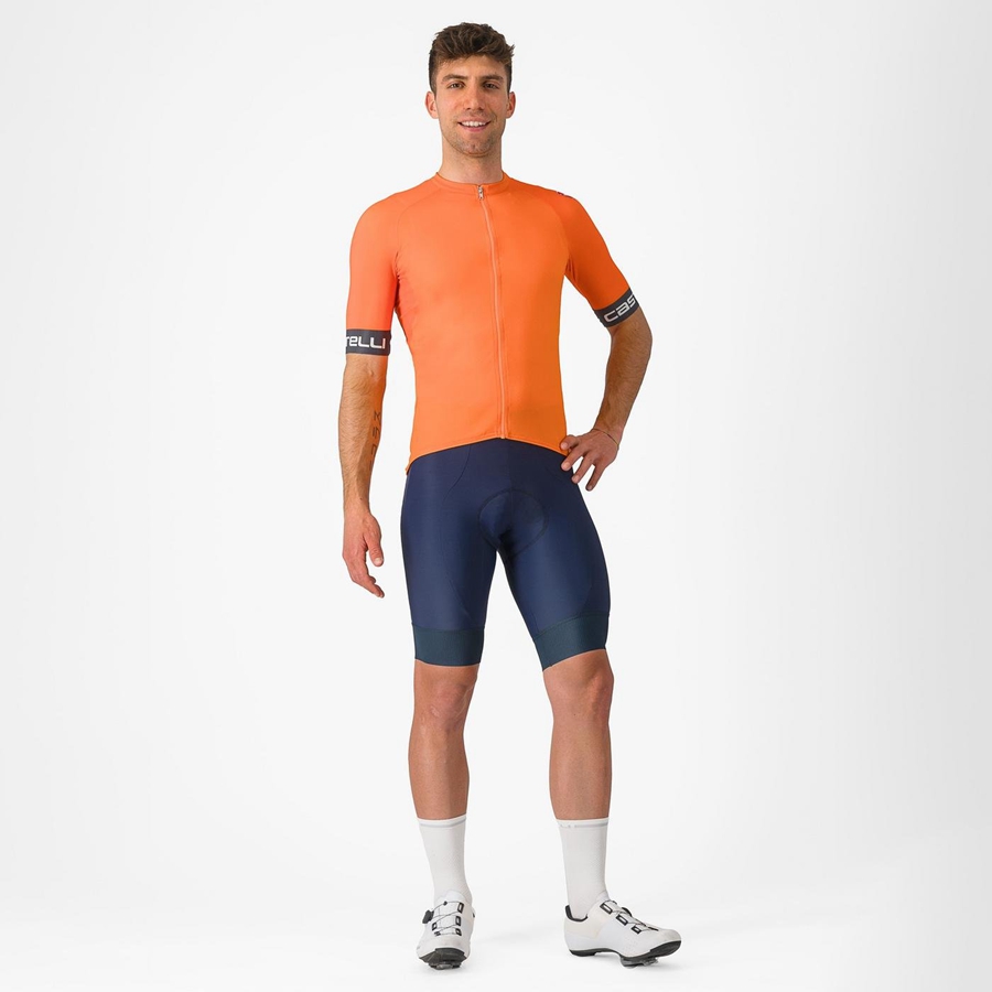 Castelli ENTRATA VI Men Jersey Orange / Dark Grey | CZNM91485