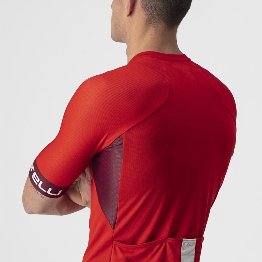 Castelli ENTRATA VI Men Jersey Red / Burgundy / White | TEJC63421