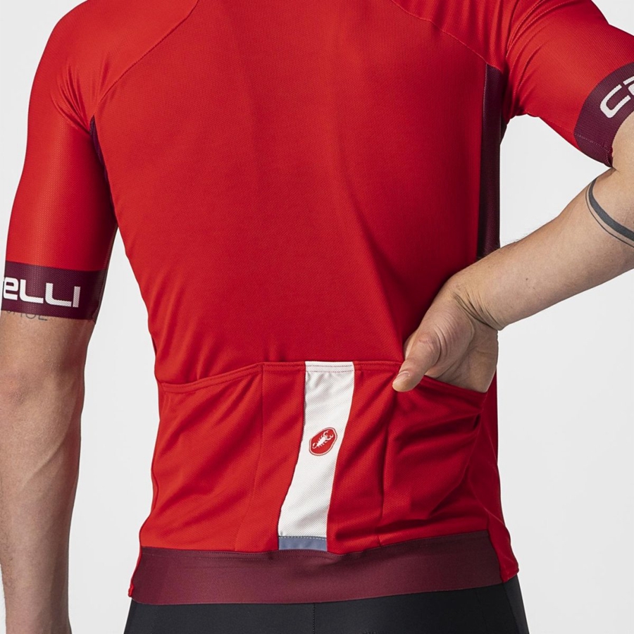 Castelli ENTRATA VI Men Jersey Red / Burgundy / White | TEJC63421