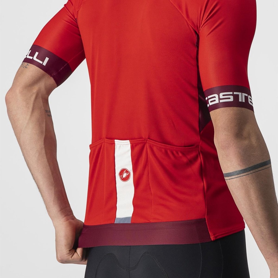 Castelli ENTRATA VI Men Jersey Red / Burgundy / White | TEJC63421