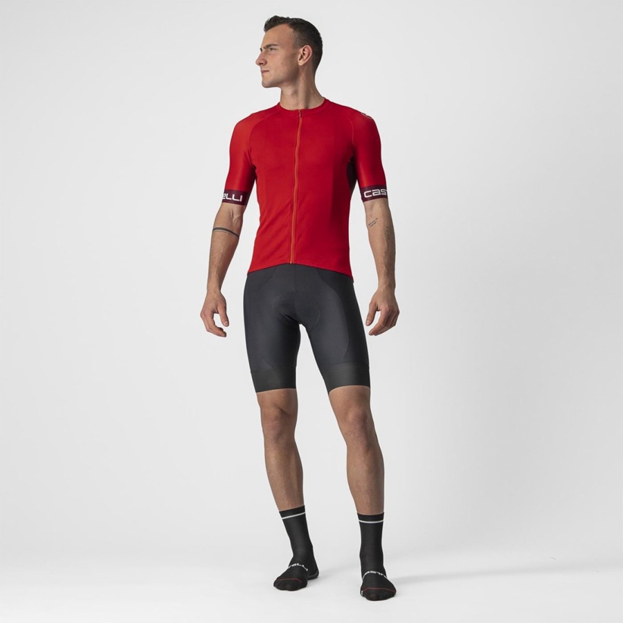 Castelli ENTRATA VI Men Jersey Red / Burgundy / White | TEJC63421