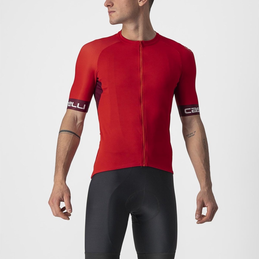 Castelli ENTRATA VI Men Jersey Red / Burgundy / White | TEJC63421