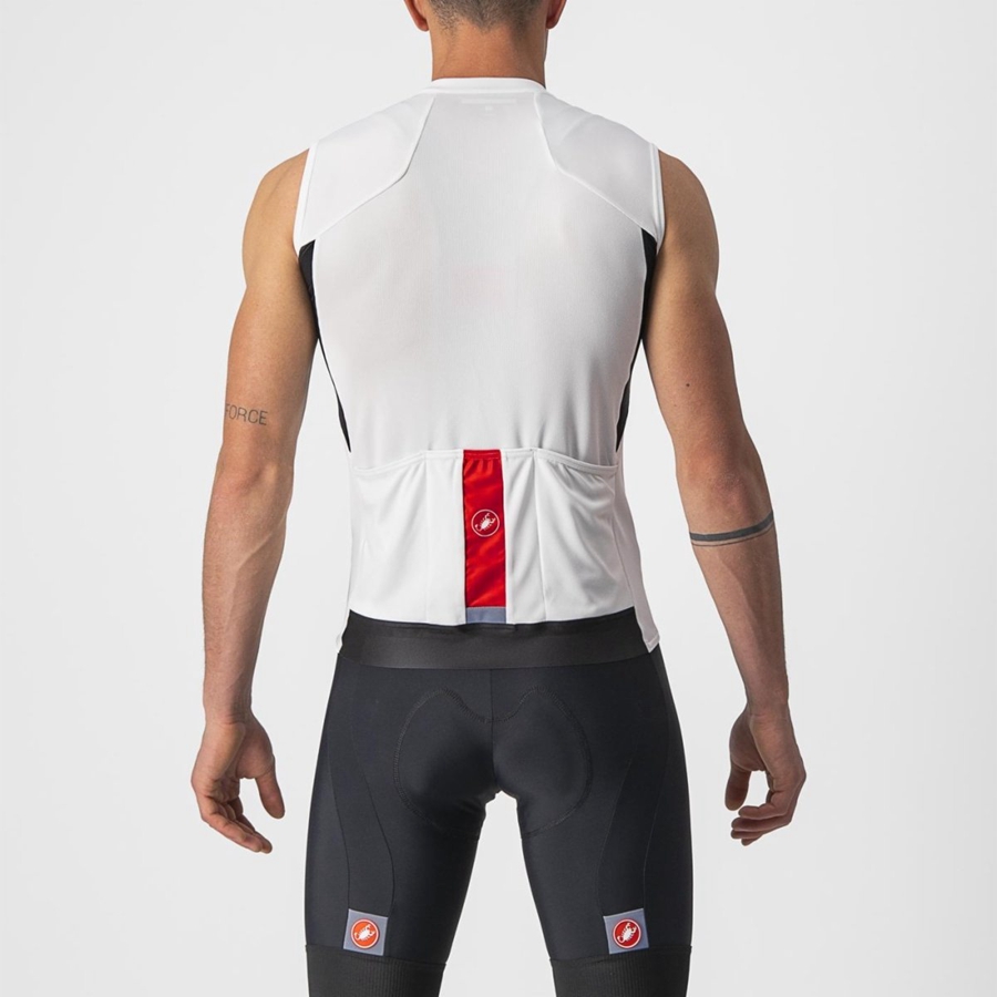 Castelli ENTRATA VI SLEEVELESS Men Jersey White / Black / Red | ZWPT61827