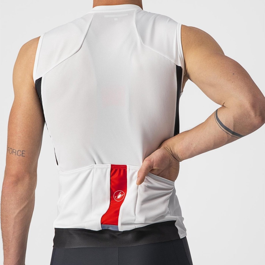 Castelli ENTRATA VI SLEEVELESS Men Jersey White / Black / Red | ZWPT61827