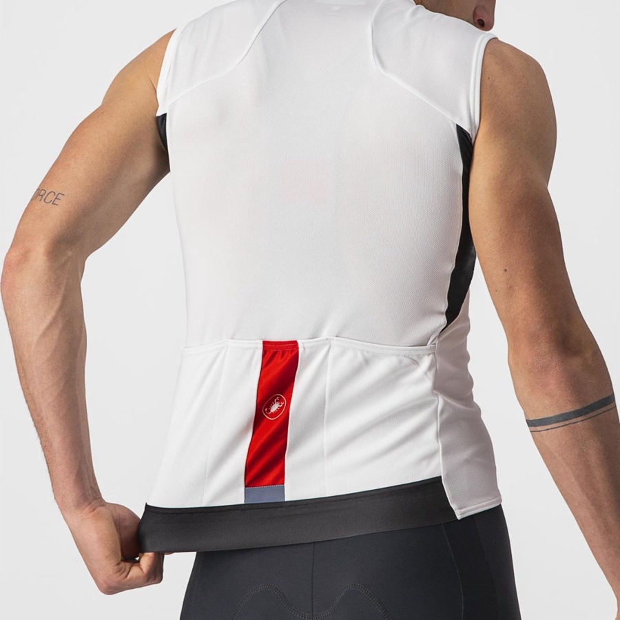 Castelli ENTRATA VI SLEEVELESS Men Jersey White / Black / Red | ZWPT61827